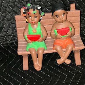 Colorful Kids Figurine Set with Watermelon